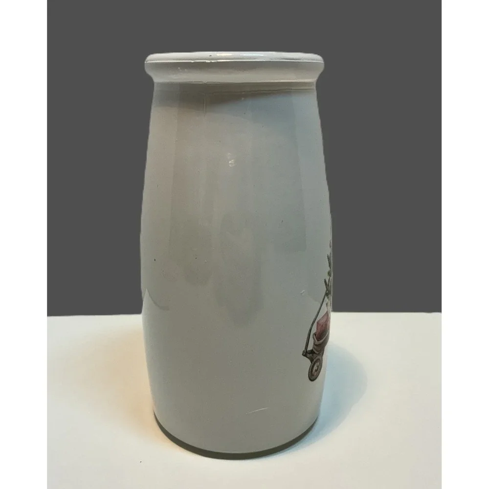 Ceramic Decorative Vase White Christmas Tree Wagon Holiday Farmhouse Decor